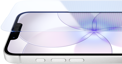 iPhone 17e, преден екстериор със Ceramic Shield 2, страничен екстериор, бял цвят, бутони: Действие, сила на звука