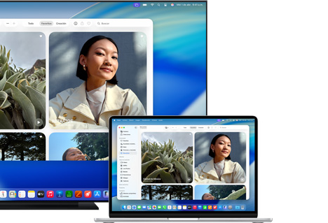 Mac compartiendo fotos con un televisor usando AirPlay de Apple