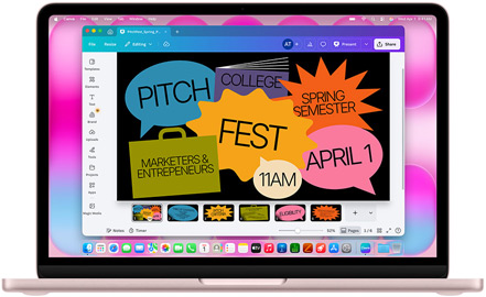 Canva-appen vises på en MacBook Air