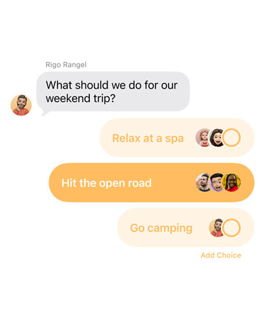 Messages app showing Polls in Messages feature in use