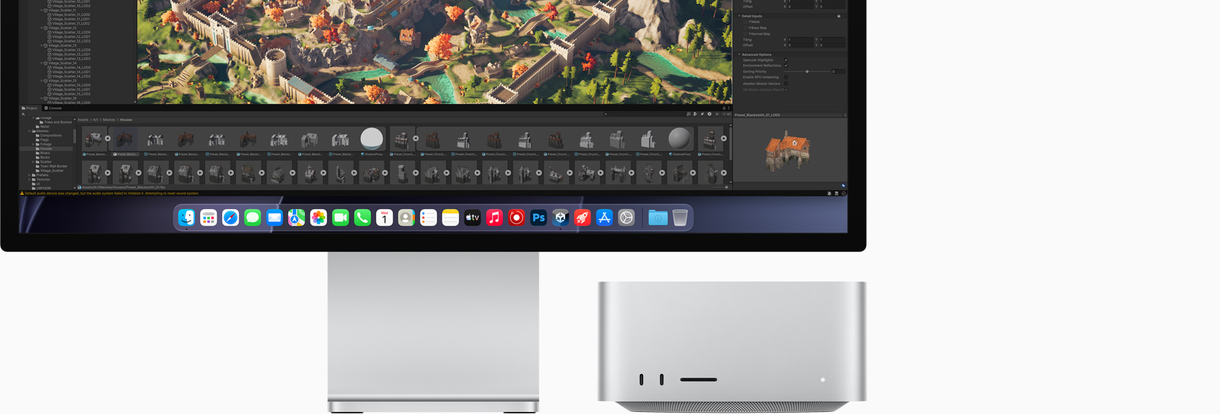 Studio Display XDR, a kijelzőjén a Unity Editor