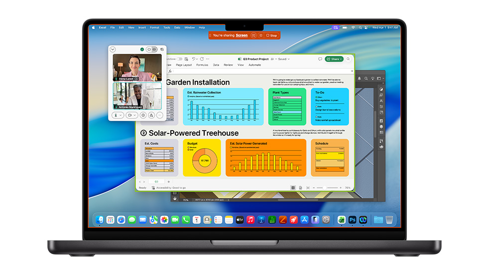 Layar Mac yang memperlihatkan beberapa aplikasi yang terbuka, termasuk Zoom dan Excel.