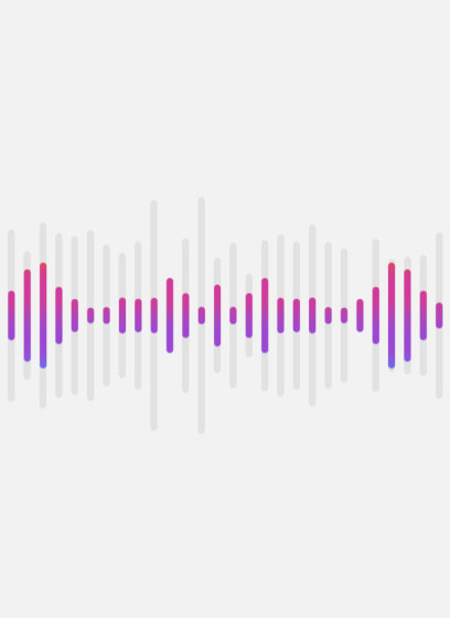 Ondas de audio que se mueven y revelan sonidos de fondo comunes, texto que dice: bang, whoosh, woof