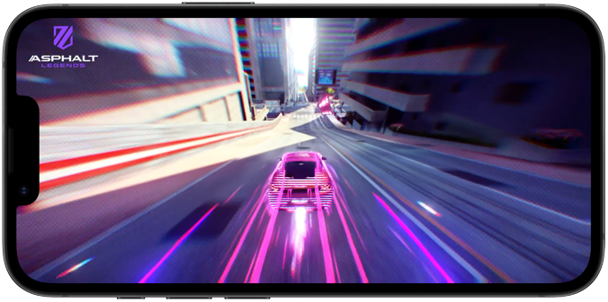 iPhone 17e showing a racing game being played