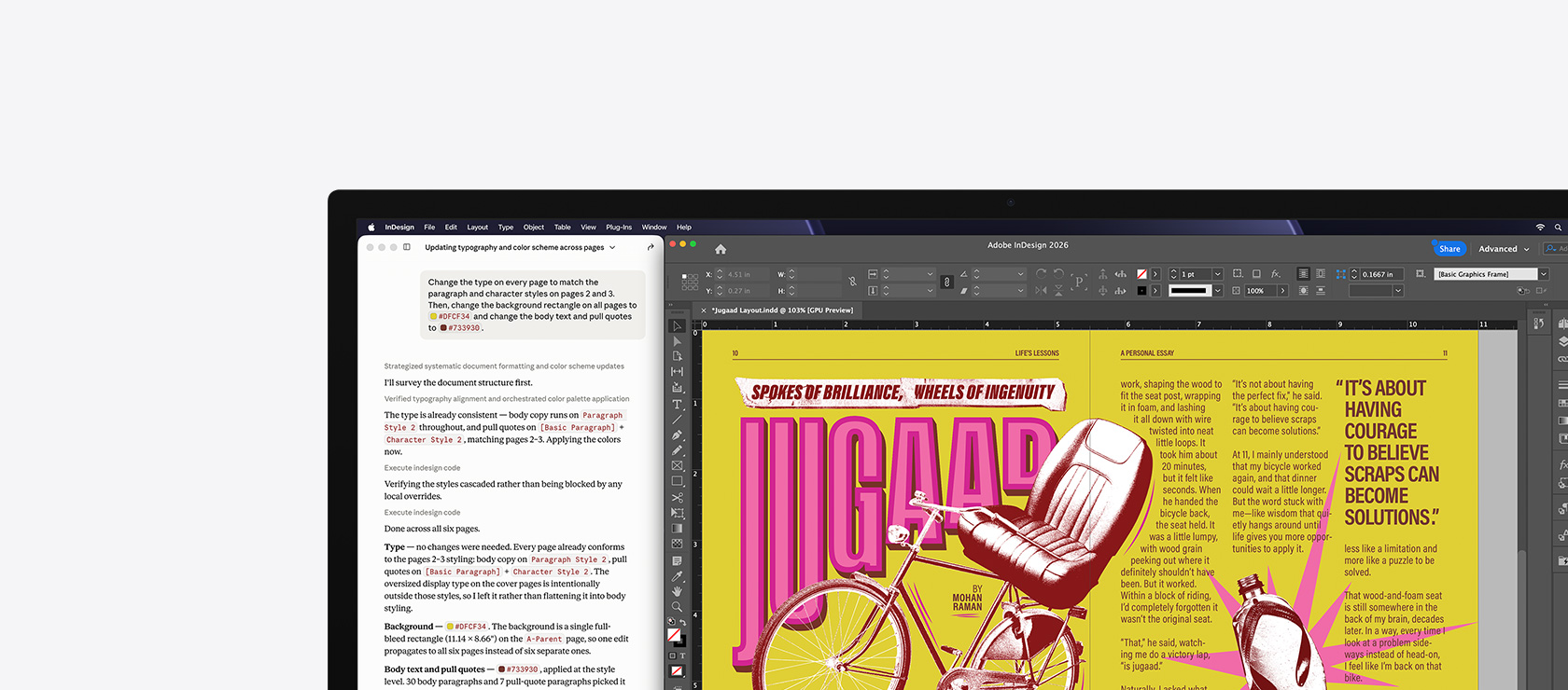 Adobe InDesign 2026, พร้อมท์สำหรับการสร้างภาพที่ใช้ในหน้าต่างที่สองเพื่อออกแบบโปสเตอร์