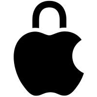 Privacy icon, Apple with an integrated padlock, black color