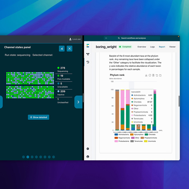 برنامج يعرض تطبيق Oxford&nbsp;Nanopore.‏