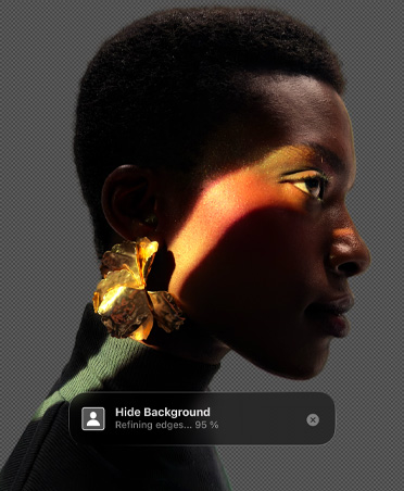 Person's face in profile, Pixelmator Pro background removal tool