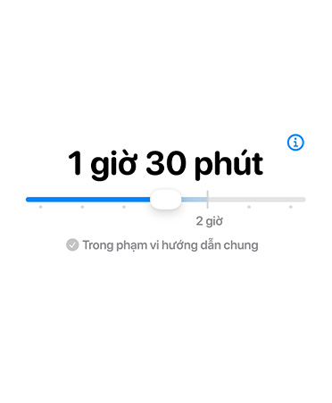 Màn hình hiển thị tính năng Thời Gian Cho Phép với thanh điều chỉnh để phân bổ thời gian.