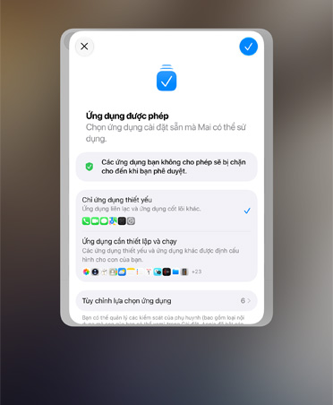Setup Assistant apps with selection of apps that a parent can choose for their child